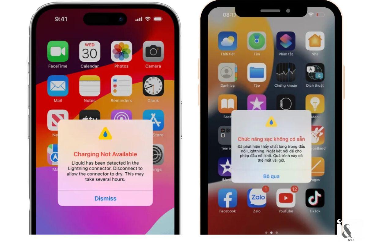 iPhone không sạc được khi vô nước