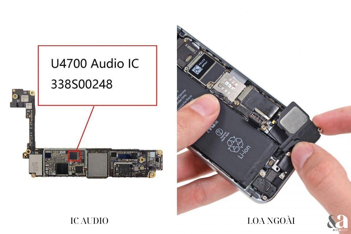 Vị trí bị lỗi trên main khiến iPhone bị mất âm thanh loa ngoài