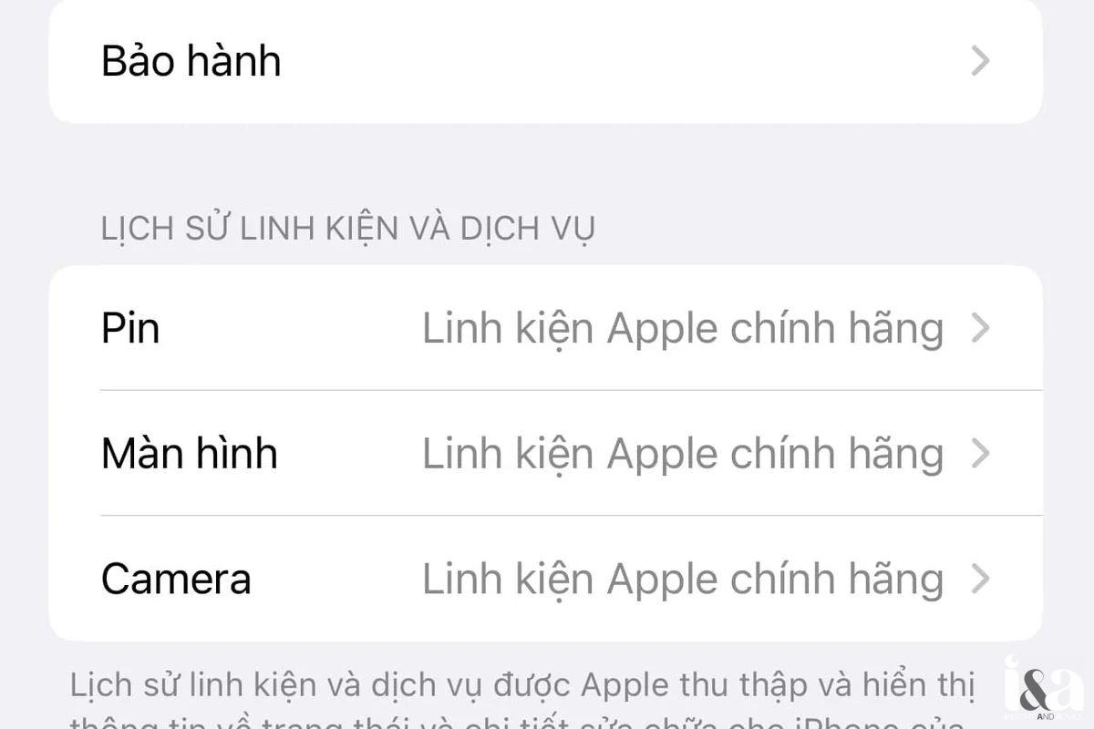 iPhone báo "linh kiện Apple chính hãng"