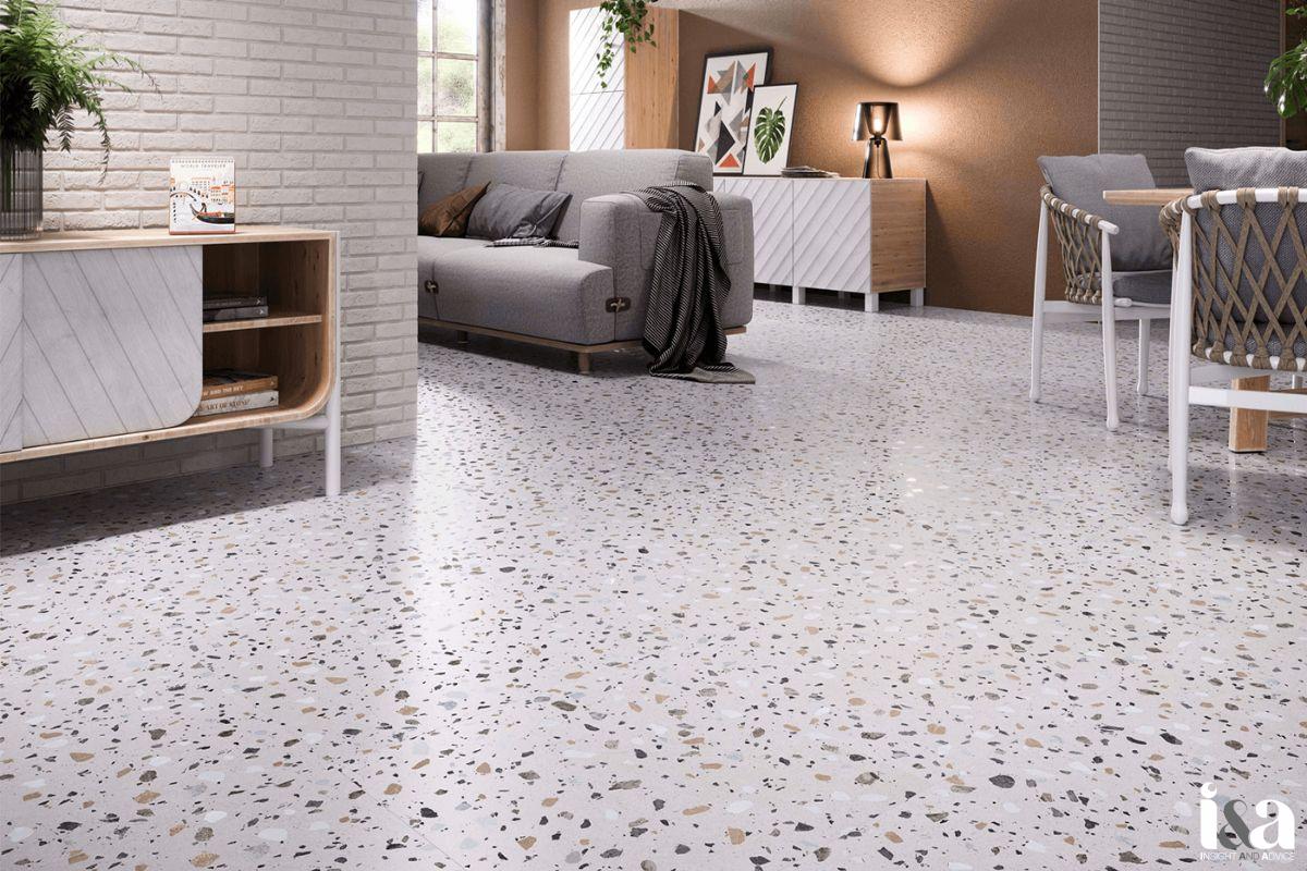 nền gạch terrazzo trong phòng khách