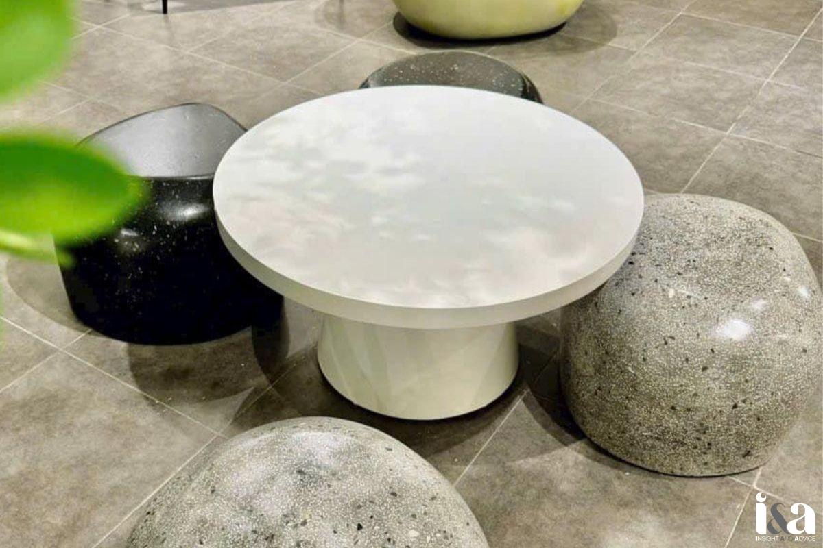 bộ bàn ghế terrazzo để ngoài trời