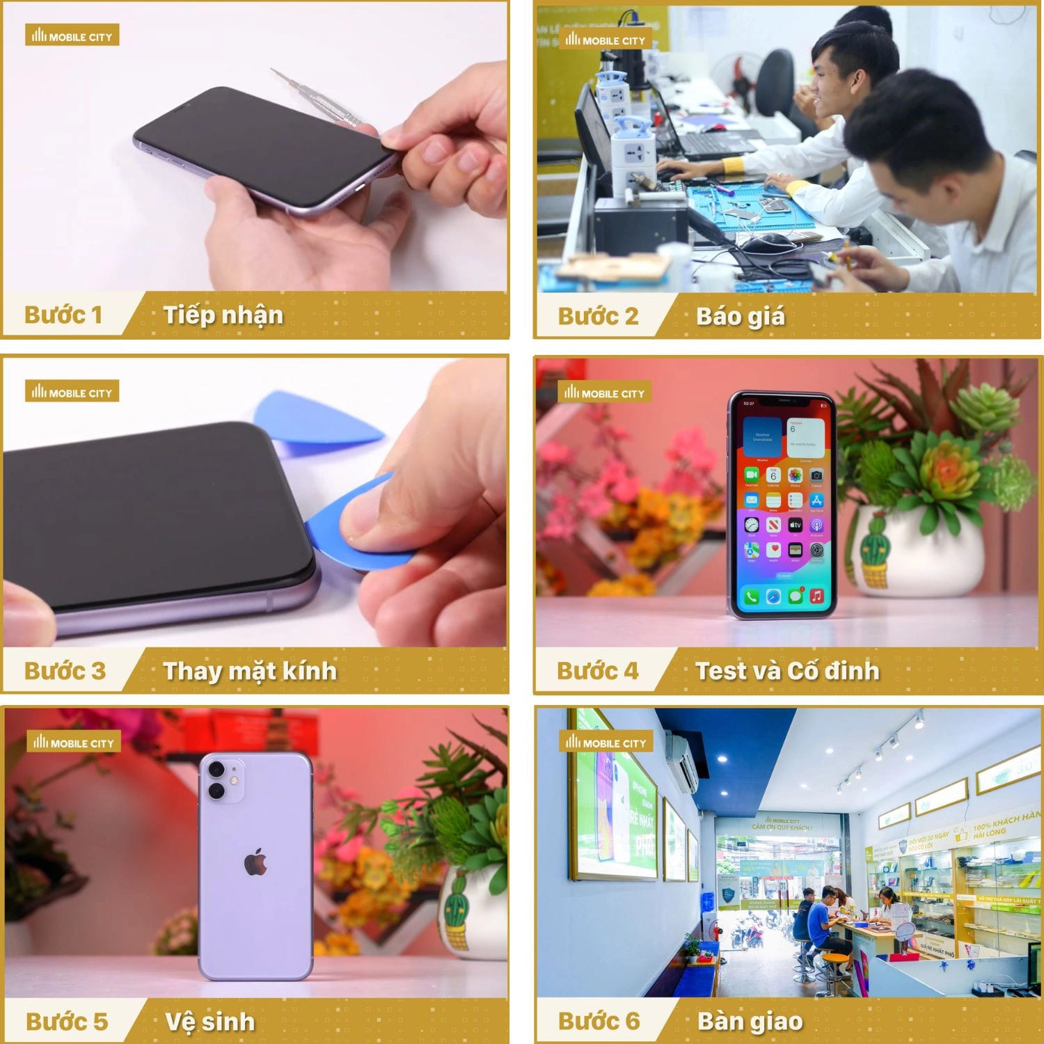 Quy trình thay kính tại Mobile City