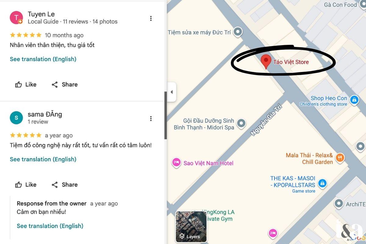 Vị trí Táo Việt Store Bình Thạnh