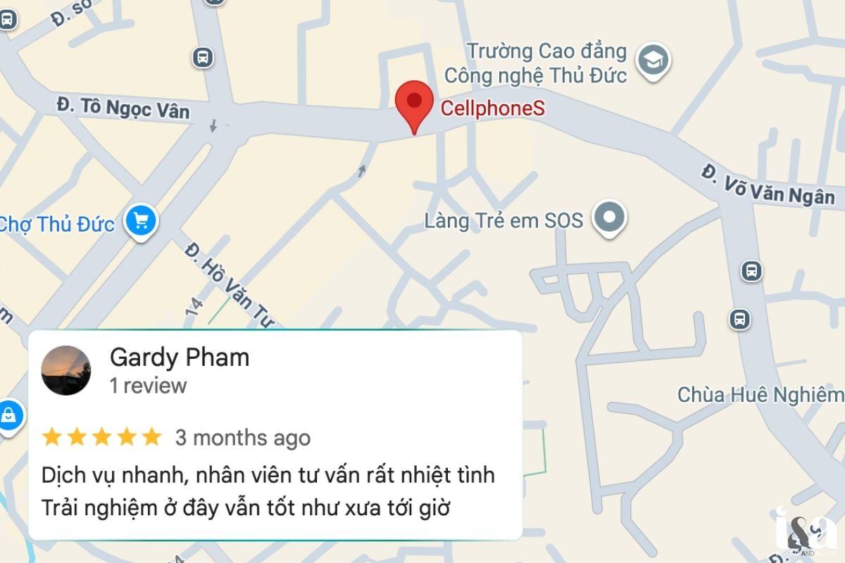 Vị trí CellphoneS Thủ Đức