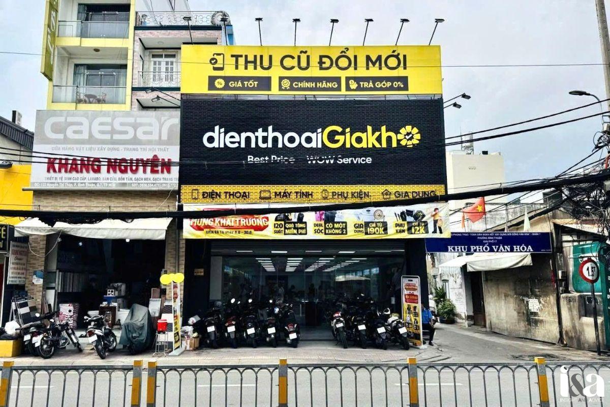 góc nhìn mặt tiền Điện Thoại Giá Kho
