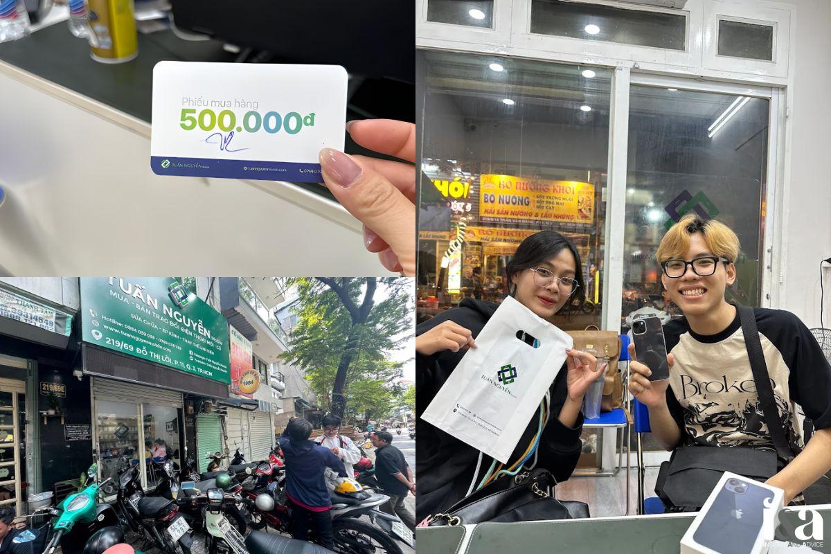 Hình ảnh cửa hàng, khách hàng và voucher tại Tuấn Nguyễn Mobile