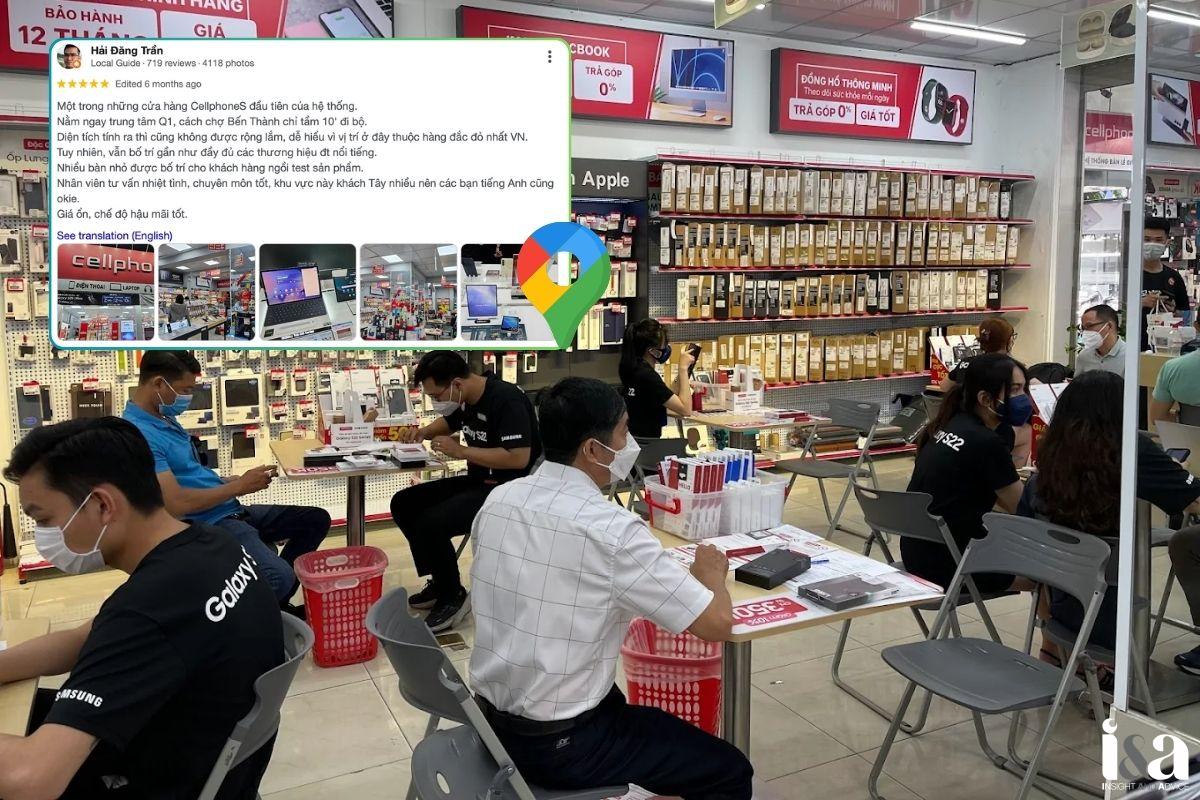 Ảnh shop CellphoneS và review trên GG Maps