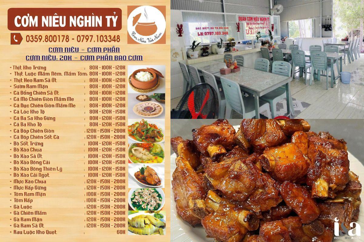 Thực đơn và không gian của Cơm niêu Nghìn Tỷ