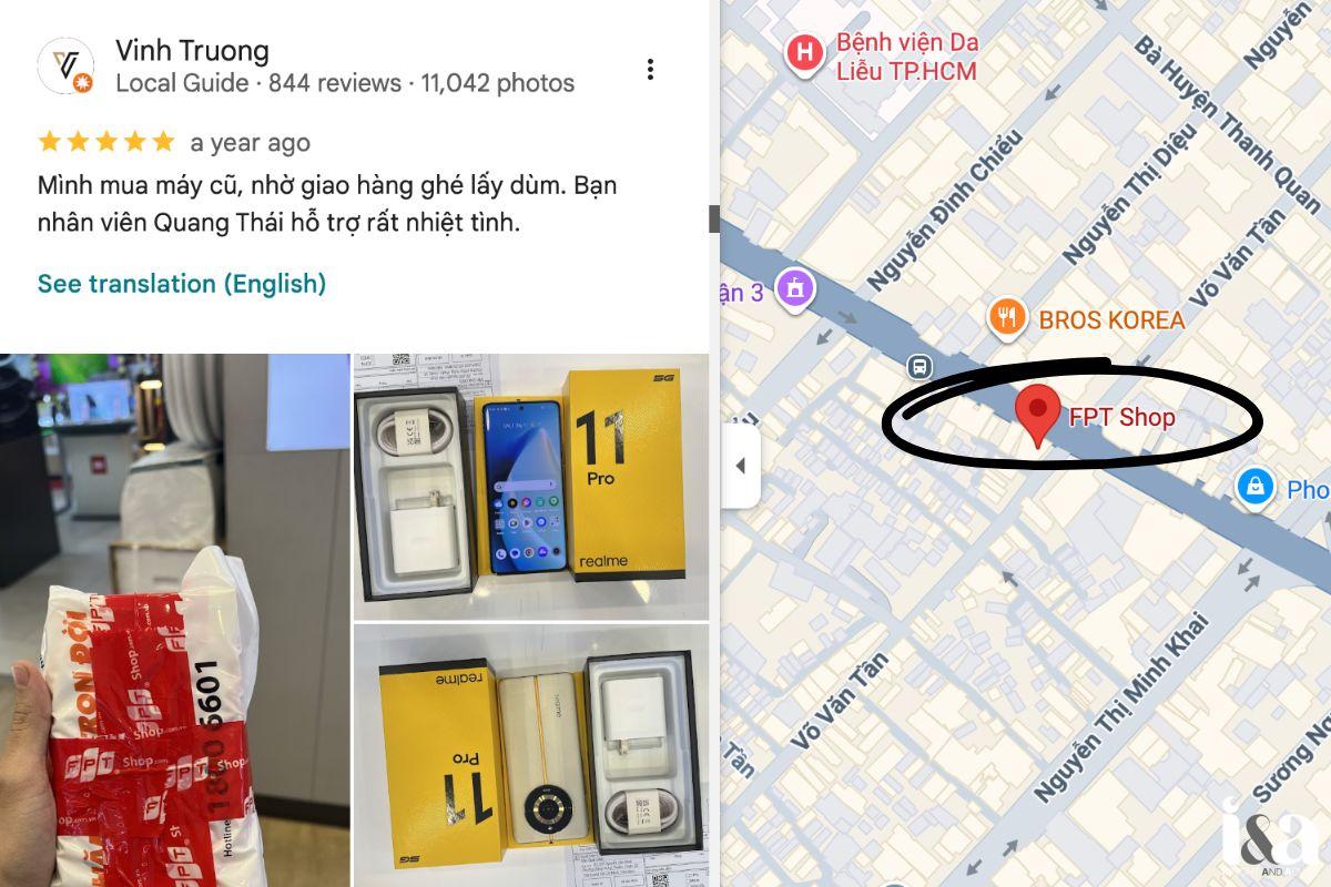 Review trên GG Maps của FPT Shop