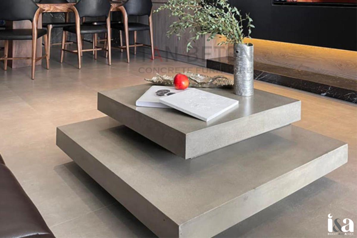 Bàn ăn bê tông nhẹ tại Tan beton hình vuông độc đáo