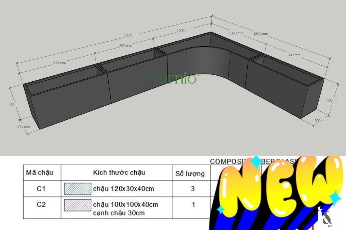 Furnio thiết kế chậu theo sân vườn của khách hàng