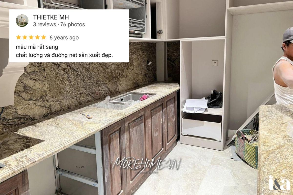 Morehome thi công mặt bếp đá
