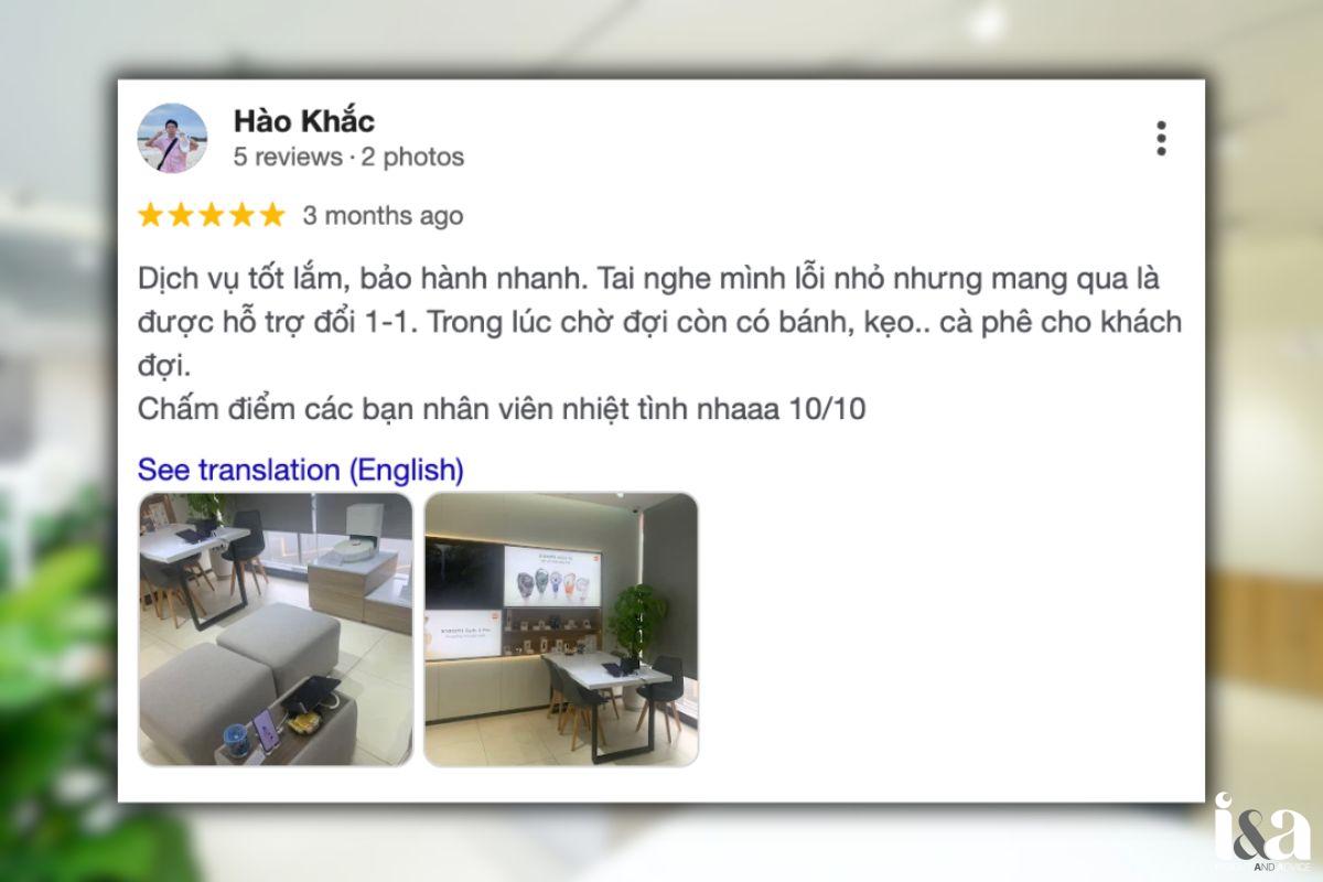 feedback của khách hàng về Không gian bên trong trung tâm bảo hành Xiaomi TPHCM