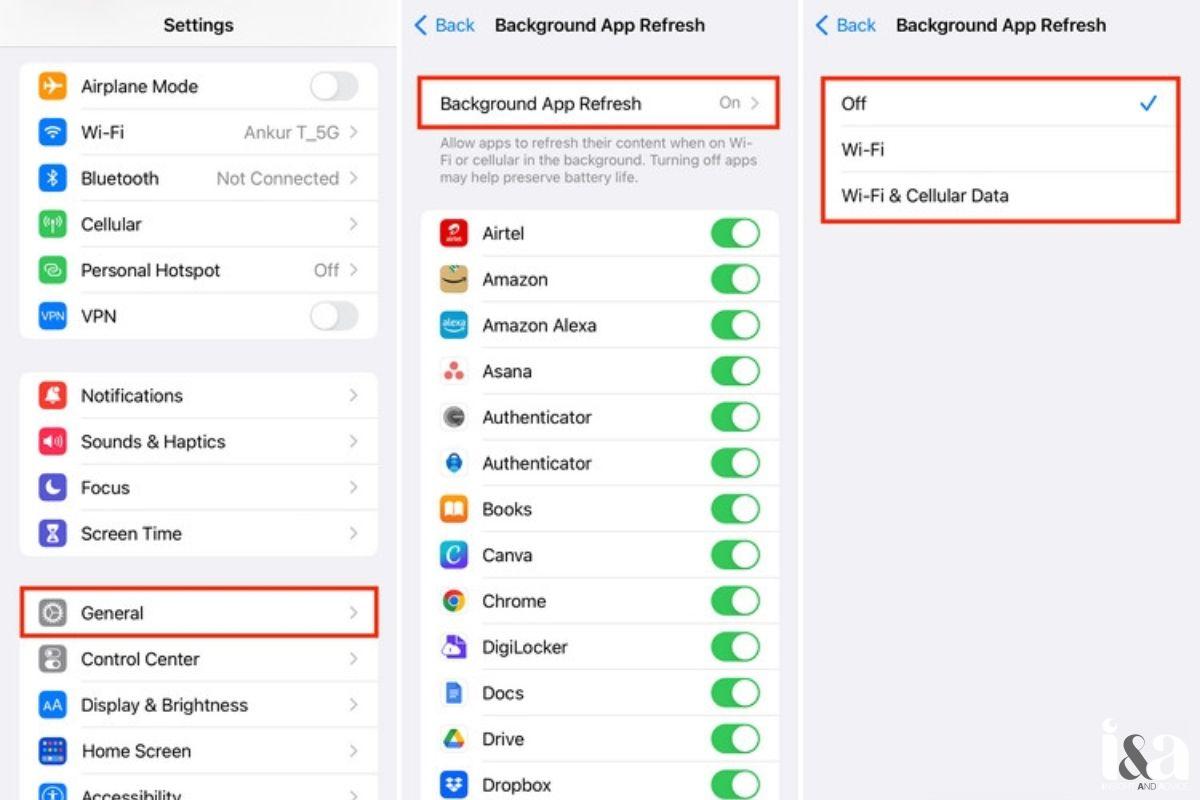 Tắt tính năng Background App Refresh