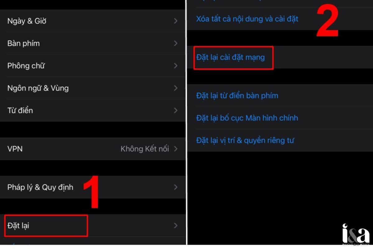 Reset cài đặt mạng trên thiết bị iPhone