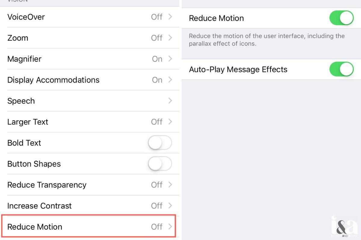 Tắt hiệu ứng chuyển động